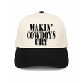 Makin Cowboys Cry embroidered snapback hat natural and black brim bold black block lettering twstd threads