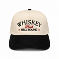 Whiskey Bent Hell Bound embroidered western snapback hat natural and black brim black block red script lettering star accents twstd threads